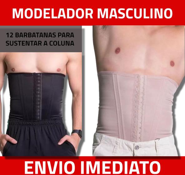 Imagem de Cinta Modeladora Masculina Redutora Abdominal Seca Gordura Disfarça Barriguinha Corrige Postura