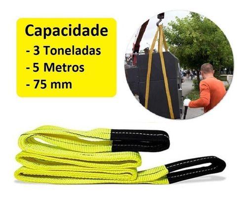 Imagem de Cinta Para Elevação De Carga 5m X 75mm 3 Tonelada Amarelo