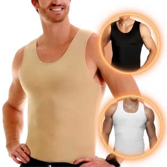 Imagem de Cinta Regata Modeladora Camiseta Masculina Bege Tamanho Gg