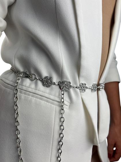 Imagem de Cinto Corrente Metal Feminino Com Flores Strass R172