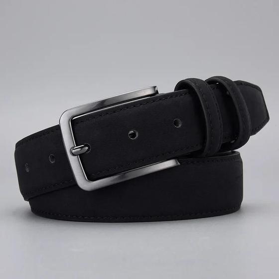 Imagem de Cinto de Couro PU Vintage Preto Masculino - Design de Luxo para Jeans