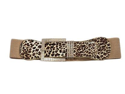 Imagem de Cinto faixa elástico largo onça com strass vestido 3659fq