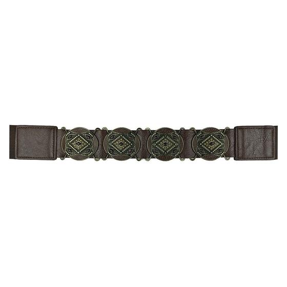 Imagem de Cinto Faixa Marrom Esc Com Elastico Vintage Com Pedras CF-87