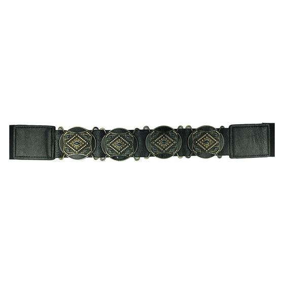Imagem de Cinto Faixa Preto Com Elastico Vintage Com Pedras - CF-87