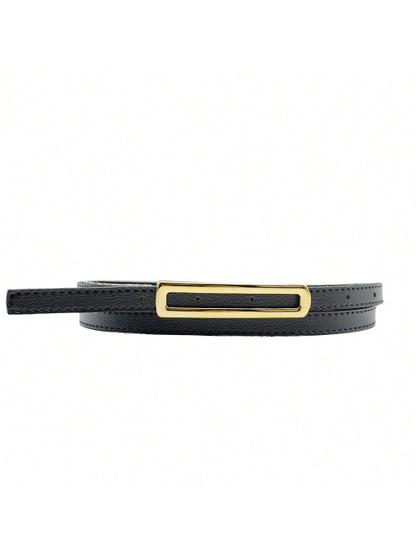 Imagem de Cinto Feminino 1,5cm Fino Fivela Dourada Retangular Moda Alfaiataria Inverno Verão 96060