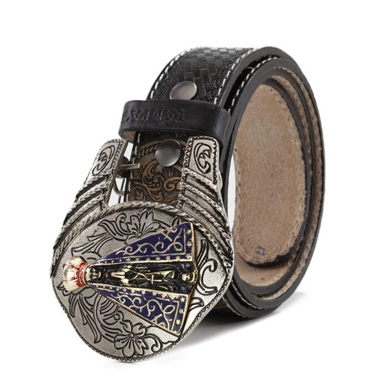 Imagem de Cinto Feminino Estilo Country  Fivela Grande Estampa de Nossa Senhora