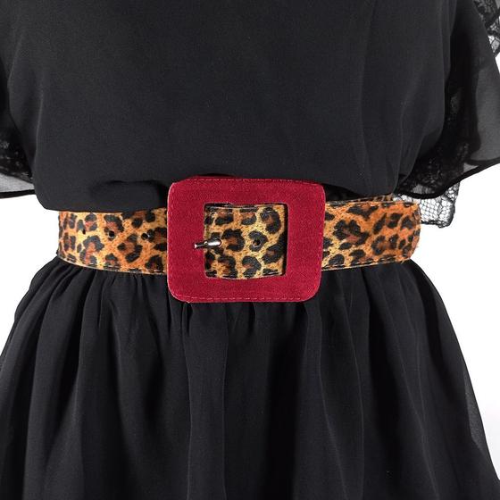Imagem de Cinto Feminino Largo Animal Print Onça Com Fivela Quadrada