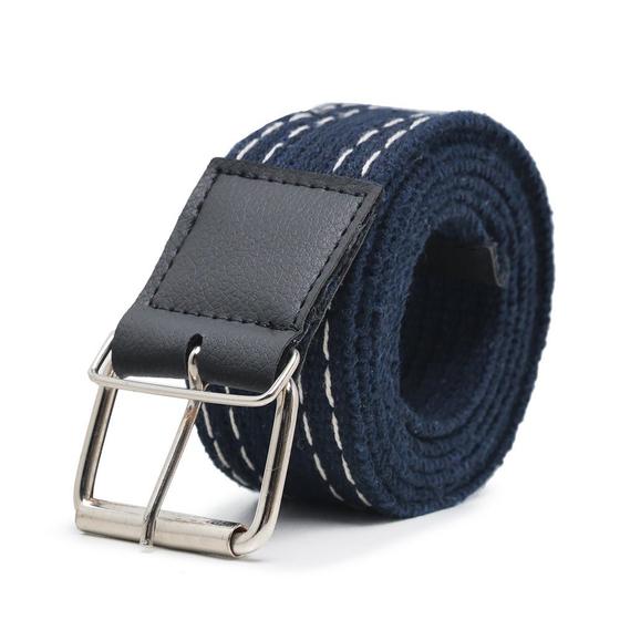 Imagem de Cinto Lona Tecido Gorgurao Plus Size Listras Masculino Ajuste Fivela Aço Reforçada Detalhe Em Couro