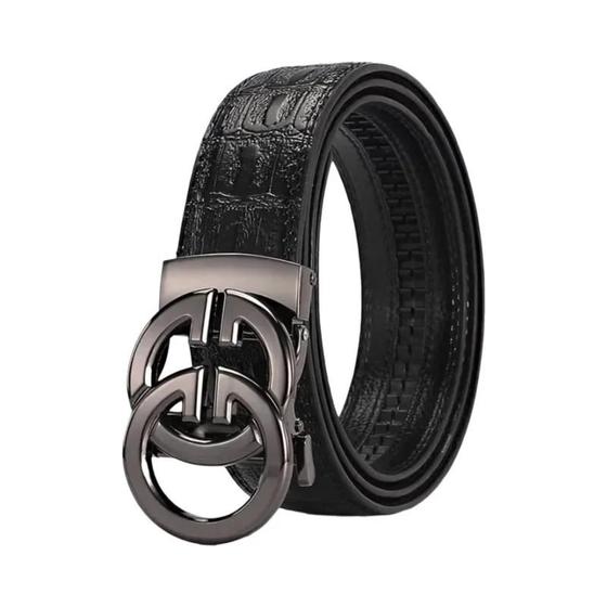 Imagem de Cinto Masculino de Couro Genuíno com Fivela Automática de Metal - Design Luxuoso