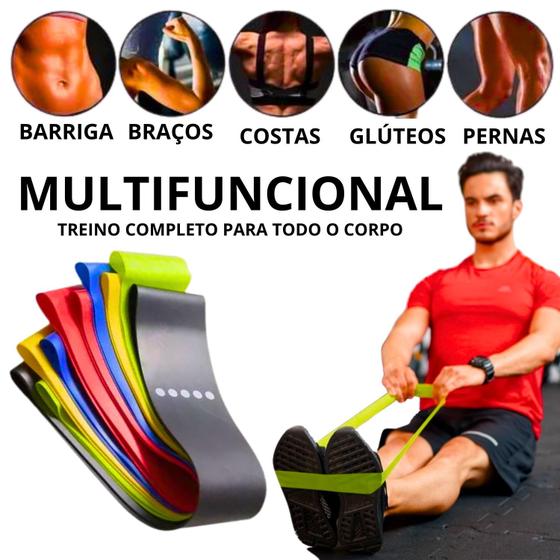 Imagem de Cinto Para Exercicios Fisicos Kit Com 5 Elasticos