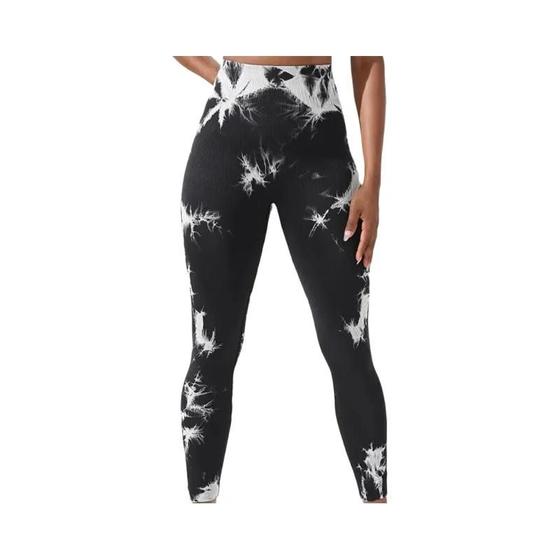 Imagem de Cintura Alta Tie Dye Leggings Sem Costura Para Mulheres Scrunch Butt Lifting Yoga Calças Justas