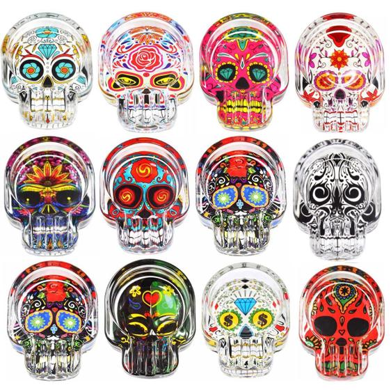 Imagem de Cinzeiro Caveira Mexicana Colorida Skull Rock Barbearia Bar Decoração Presente