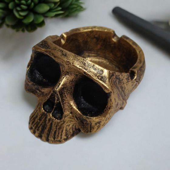 Imagem de Cinzeiro Cranio Caveira De Resina Cor Dourado