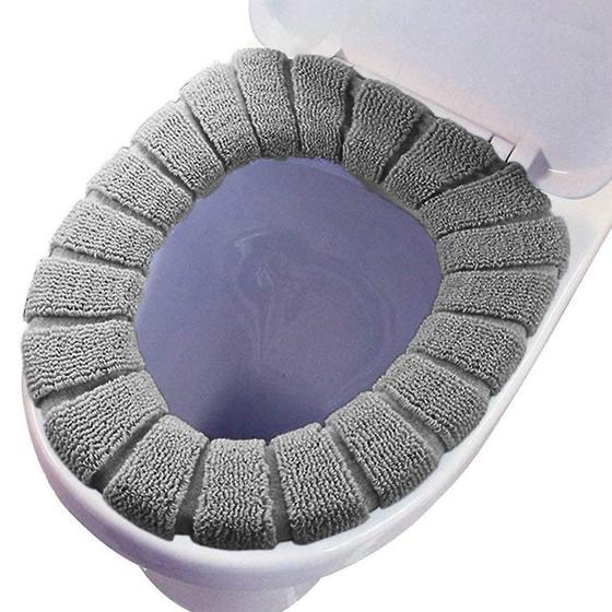 Imagem de CinzentoBathroom Soft Warmer Aquecedor Tecido Lavável Seat Cover 