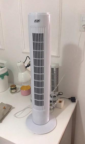 Imagem de Circulador de Ar 220V Torre Vertical Branco 75cm c/ 3 Velocidades Ventilador de Coluna Moderno Portátil Leve p/ Chão Calor Verão