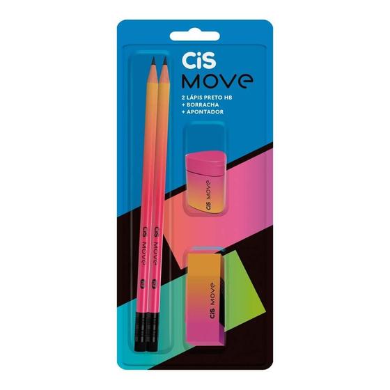 Imagem de CIS   KIT MOVE ROSA   2Lápis/Apont./Borr.      Blister   CIS   52.0689