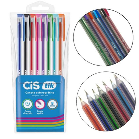 Imagem de Cis Tik Caneta Esferográfica Estojo c/8 Cores Sortidas