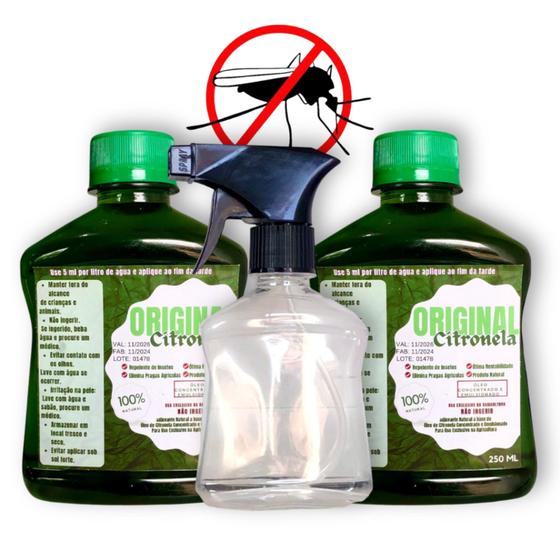 Imagem de Citronela - Repelente de Insetos Natural Concentrado - 250ml (rende 50 Litros) - 2 unid. + 1 Spray