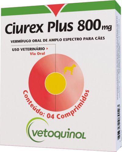 Imagem de Ciurex Plus 800 Mg C/ 4 Comprimidos Vermífugo P/ Cães