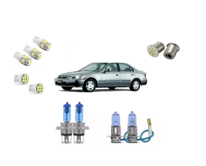 Imagem de Civic 98 A 2000 Kit Lâmpada Super Branca Honda Techone H4 H3