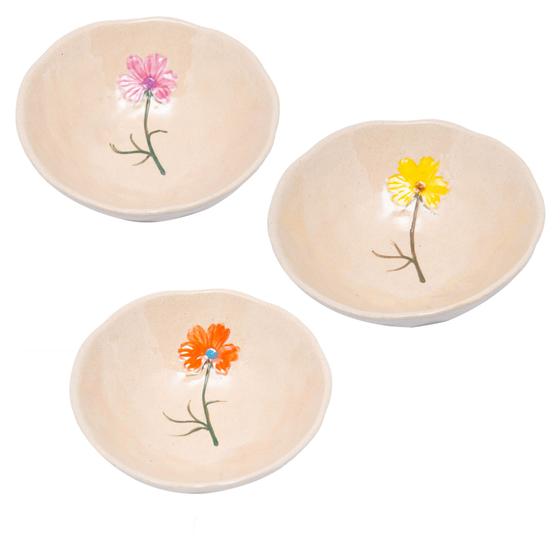 Imagem de Cj 03 bowls ceramica flor laranja amarela/rosa trento wolff