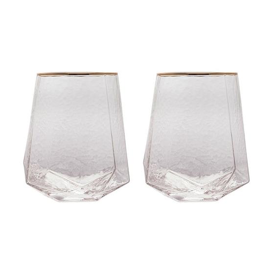 Imagem de CJ 2 Copos Baixos De Cristal C/ Borda Dourada Taj 550 ml - Wolff