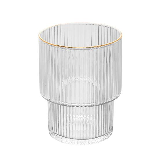 Imagem de Cj 2 Copos Baixos de Cristal C/fio De Ouro Lines 220ml