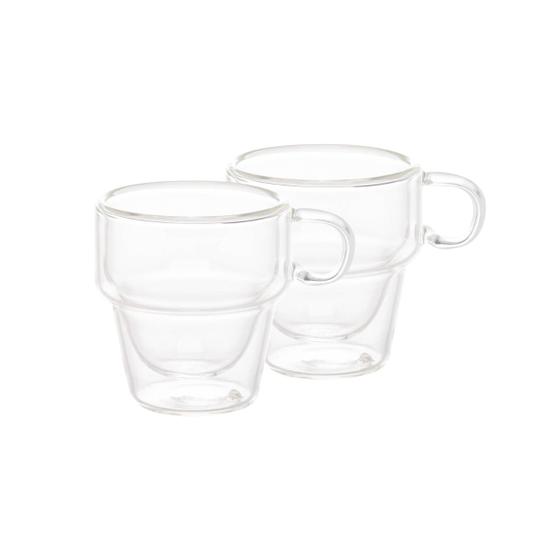 Imagem de Cj 2 Xicara Café Chá Dupla Parede De Vidro 90ml Wolff