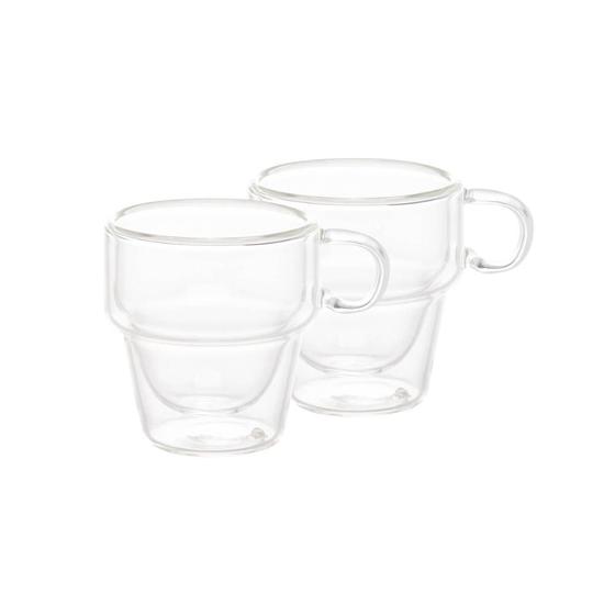 Imagem de CJ 2 XICARAS P/CAFE EMPILHAVEL DUPLA PAREDE BOROS 90ml WOLFF