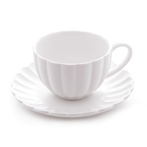 Imagem de Cj 2pcs Xícaras Com  Pires Para  Café  De Porcelana Wolff  90ml Branco Matt