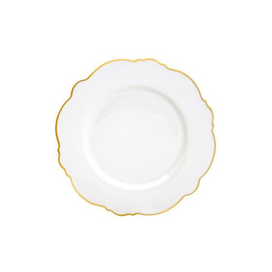 Imagem de Cj 6 pratos rasos porcelana maldivas branco c/fio dourado 28
