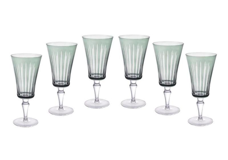 Imagem de Cj 6 taças de cristal vinho ou agua lapidadas verde