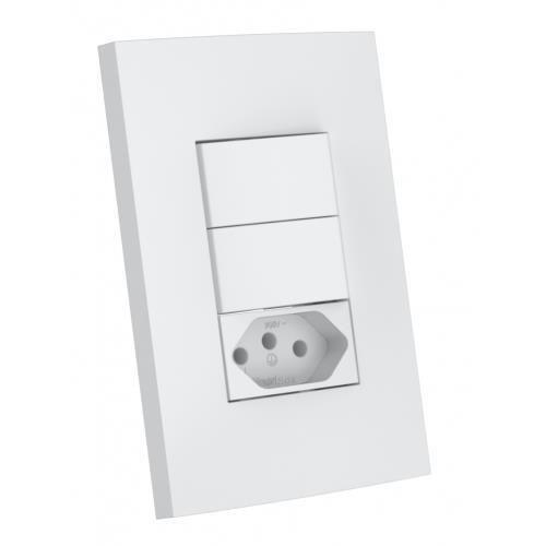 Imagem de Cj Int. Duplo Simples + Tomada 20A 4X2-Enerbras Dubai Branco