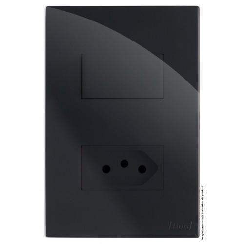 Imagem de Cj Int. Paralelo + Tomada 10A 4X2 - Recta Black Gloss