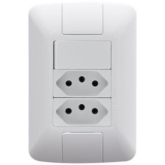 Imagem de Cj interruptor simples + tomada dupla 10a 4x2 - tramontina aria - 57241/087