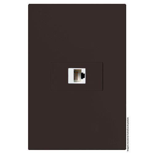 Imagem de Cj Rj45 Cat6 (Internet) Hor. 4X2 - Recta Chocolate Fosco