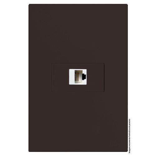 Imagem de Cj Rj45 Cat6 (Internet) Hor. 4X2 - Recta Chocolate Fosco