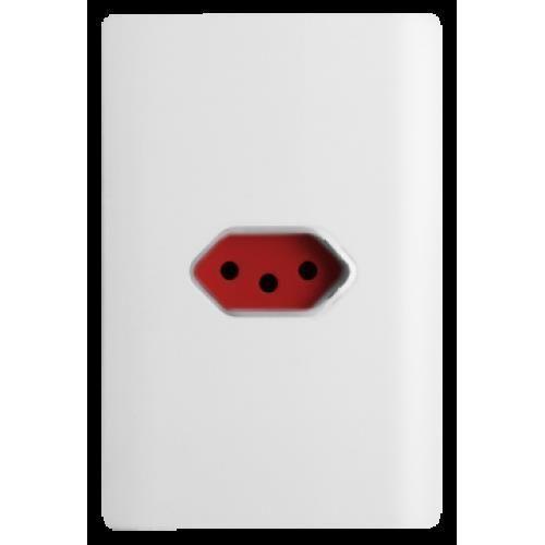 Imagem de Cj Tomada 10A Horizontal Vermelho Suporte 4X2 Dicompel