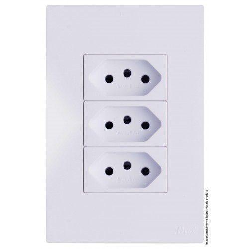 Cj tomada tripla 10a 4x2 - recta branco satin fosco - brs12187-8br Menor preço em Cj tomada tripla 10a 4x2 - recta branco satin fosco - brs12187-8br