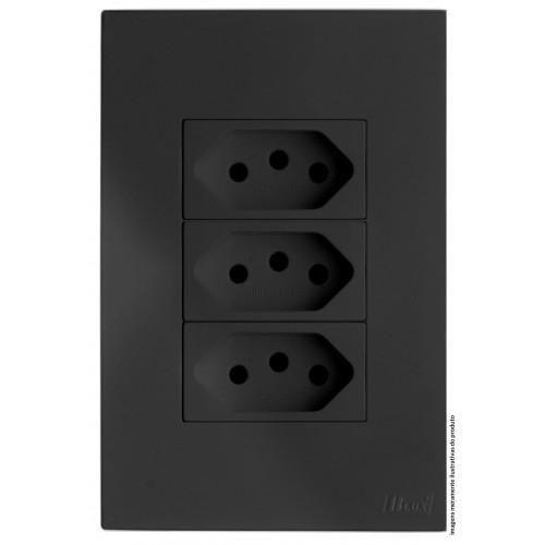 Imagem de Cj Tomada Tripla 10A 4X2 - Recta Home Grafite Satin Fosco