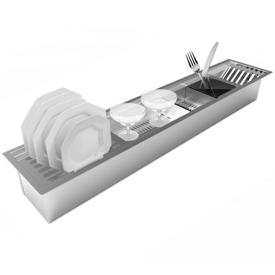 CL90 Calha Úmida de Embutir Em Inox 90cm com 5 módulos - SARO Imagem de CL90 Calha Úmida de Embutir Em Inox 90cm com 5 módulos