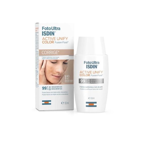 Imagem de Clareador Facial Isdin Fotoultra Active Unify Fusion Fluid Color Fps 99 50Ml