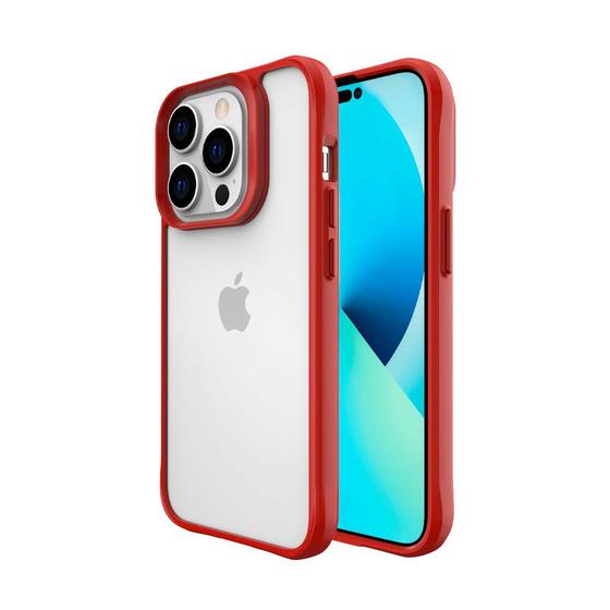 Imagem de Clarity Case para iPhone 14 Pro Transparente com Vermelho - Capa Antichoque Dupla