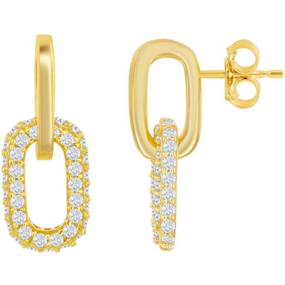 Imagem de Clássico D-7970-GP Ouro Feminino Micro Pave CZ Paperclip Earri