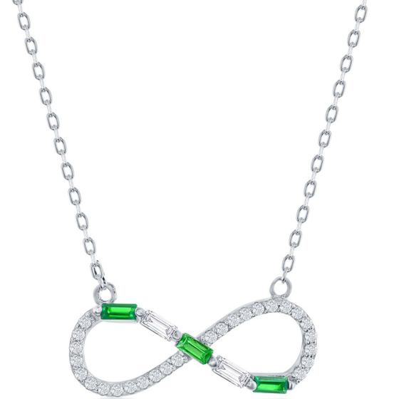 Imagem de Clássico M-6952 Feminino Sterling Emerald CZ Infinity Colar