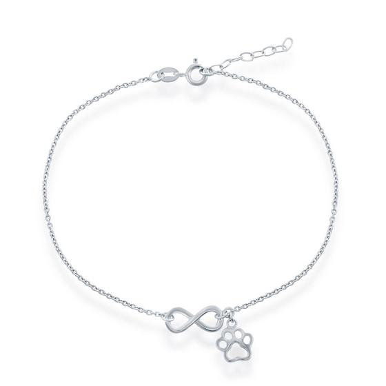 Imagem de Clássico R-9248 Feminino Sterling Infinity com Paw Charm Ankl