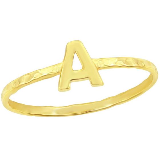 Imagem de Clássico W-2818-9 Unisex Gold Tone Um anel martelado inicial, S