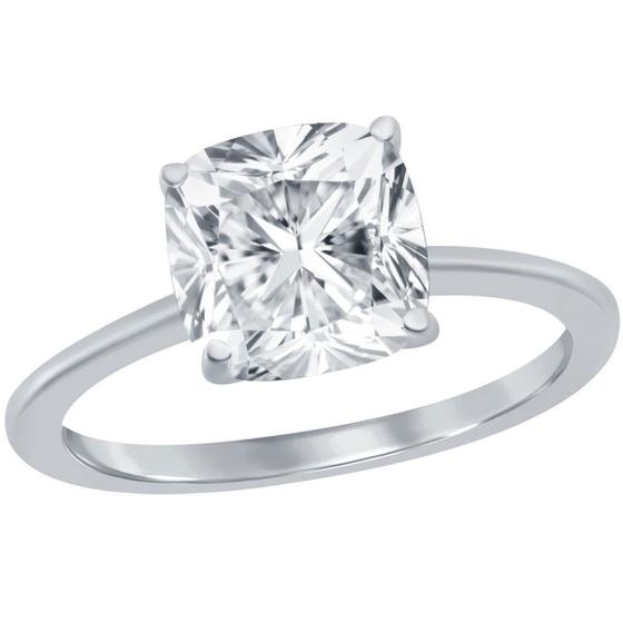 Imagem de Clássico W-2853-9 Feminino 4-Prong 8mm Almofada-Cut CZ Ring, Si