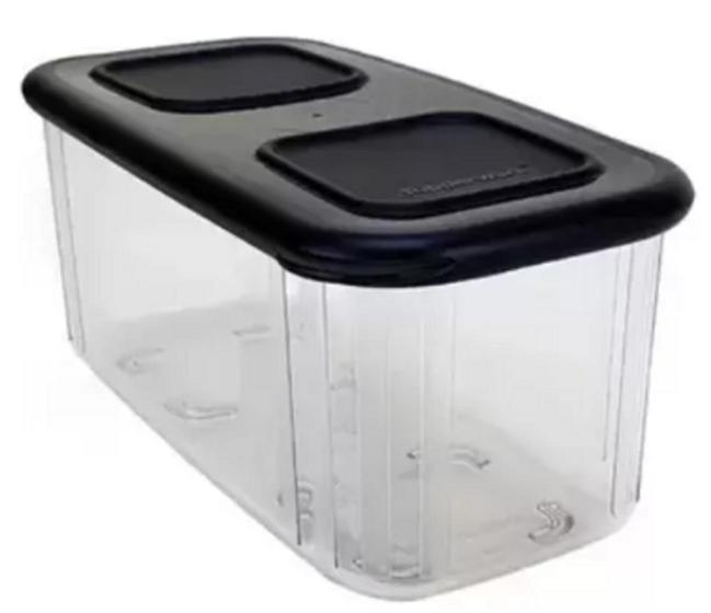 Imagem de Clear Mate Retangular 460ml Transparente tampa Preta (Policarbonato) Tupperware