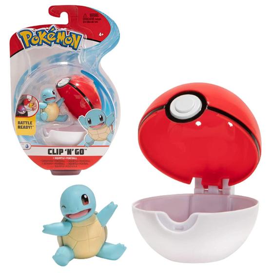 Imagem de Clip n Go Boneco Pokémon Mini Figura Squirtle e Poke ball